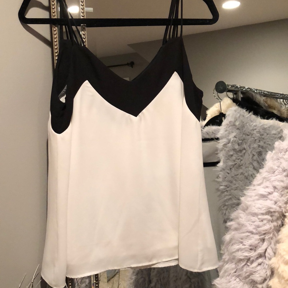 Sage Black and white tank blouse